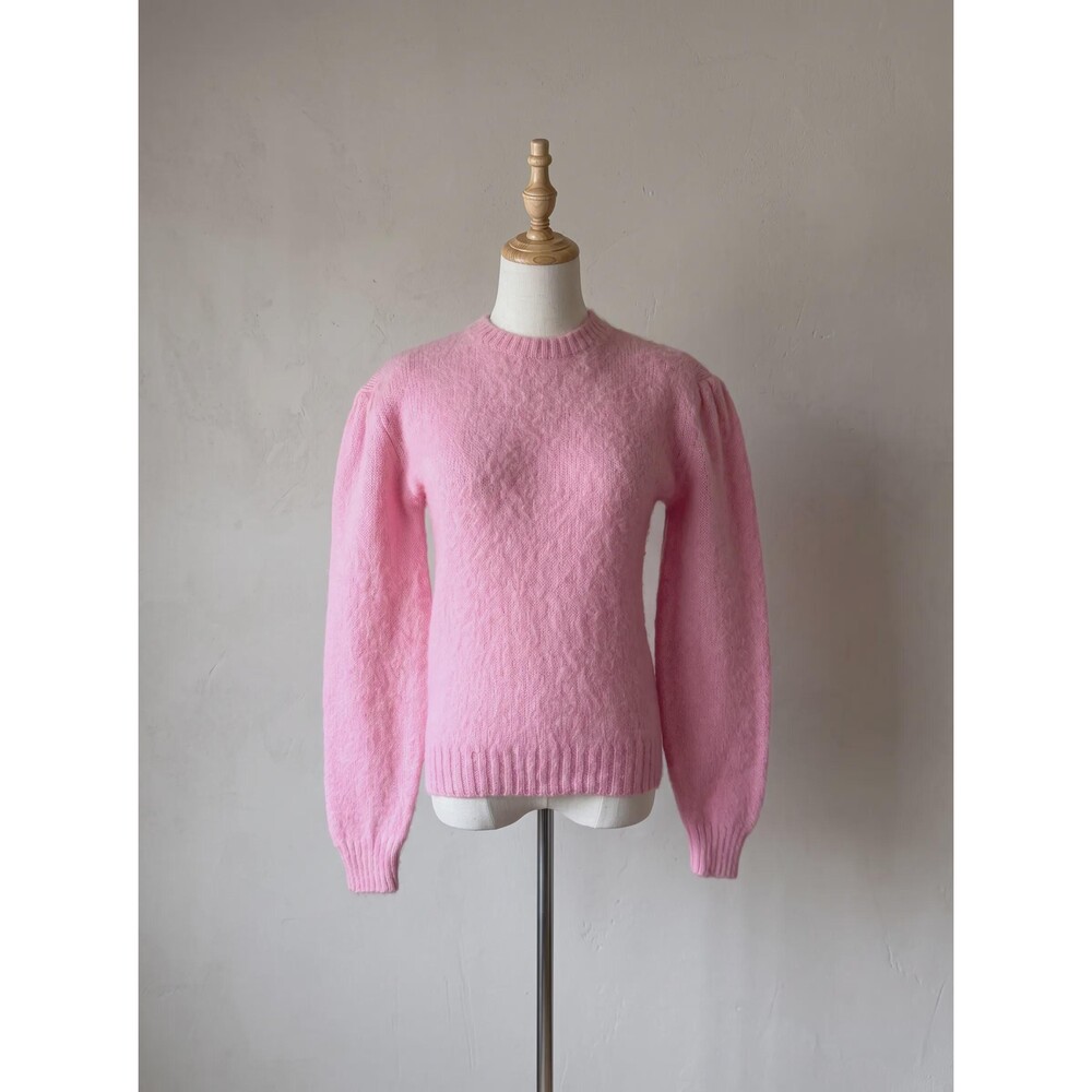 NWT Ralph Lauren c. 1980s Puff Sleeve Wool Sweater Bubblegum | M